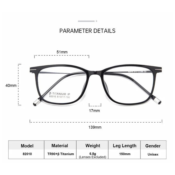 Gmei Women's Full Rim Square Tr 90 Titanium Eyeglasses 82010