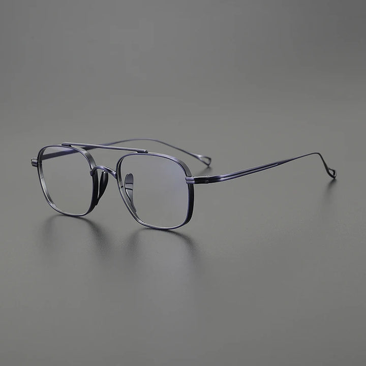 Black Mask Unisex Full Rim Square Double Bridge Titanium Eyeglasses K9501 Full Rim Black Mask Blue