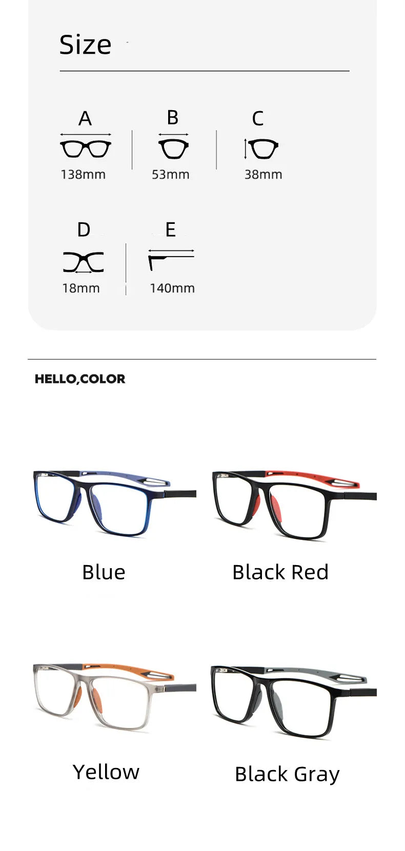 Kocolior Unisex Full Rim Square Tr 90 Sports Eyeglasses 1019 Full Rim Kocolior   