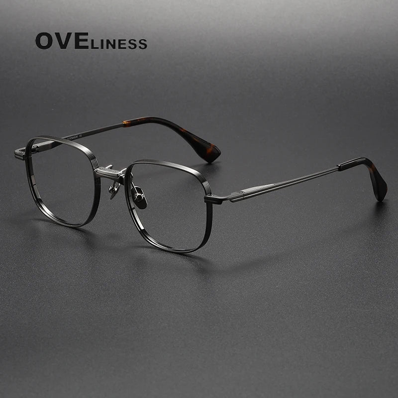 Oveliness Unisex Full Rim Square Titanium Eyeglasses D151 Full Rim Oveliness gun silver