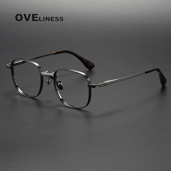 Oveliness Unisex Full Rim Square Titanium Eyeglasses D151 Full Rim Oveliness gun silver