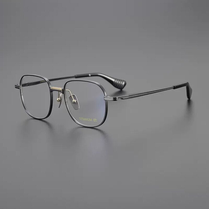 Gatenac Unisex Full Rim Square Titanium Eyeglasses Gxyj1086 Full Rim Gatenac Gun