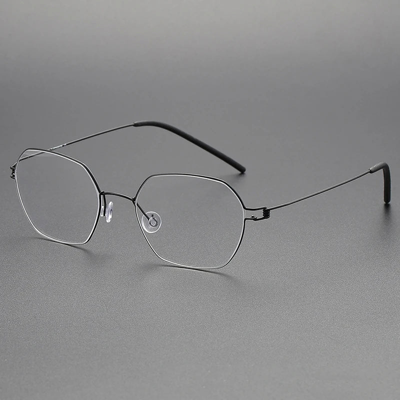 Black Mask Women's Full Rim Irregular Polygon Screwless Titanium Eyeglasses 1750 Full Rim Black Mask Black