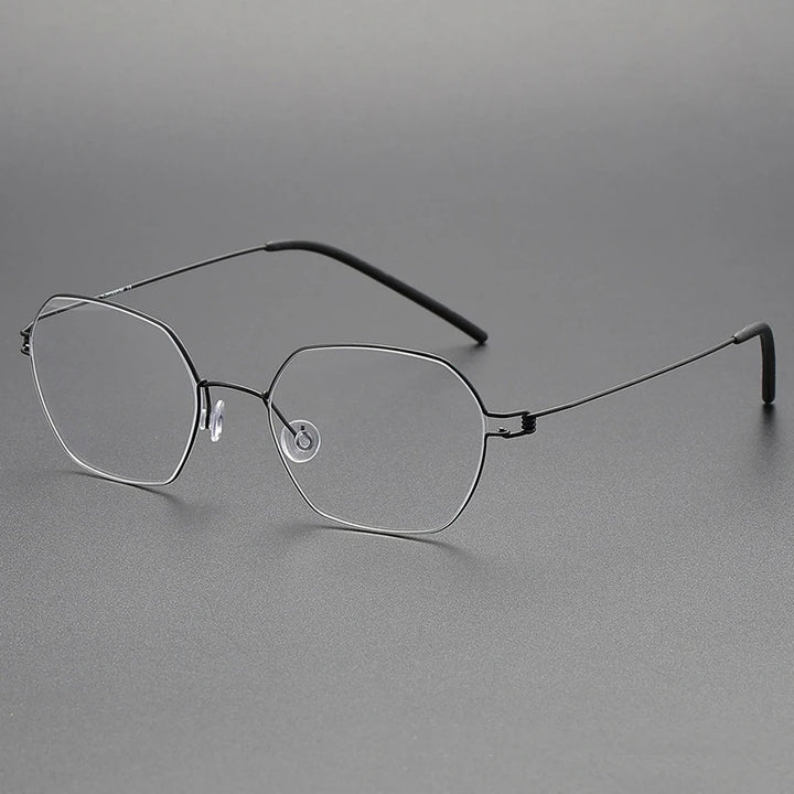 Black Mask Women's Full Rim Irregular Polygon Screwless Titanium Eyeglasses 1750 Full Rim Black Mask Black