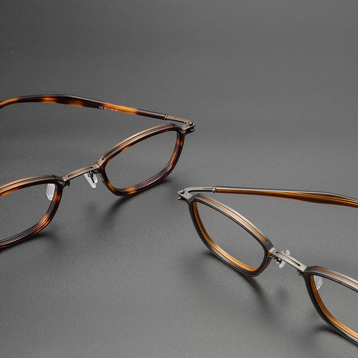 Black Mask Unisex Full Rim Square Titanium Acetate Eyeglasses Sc19 Full Rim Black Mask