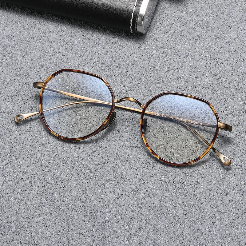 Black Mask Women's Full Rim Flat Top Oval Acetate Titanium Eyeglasses 67310