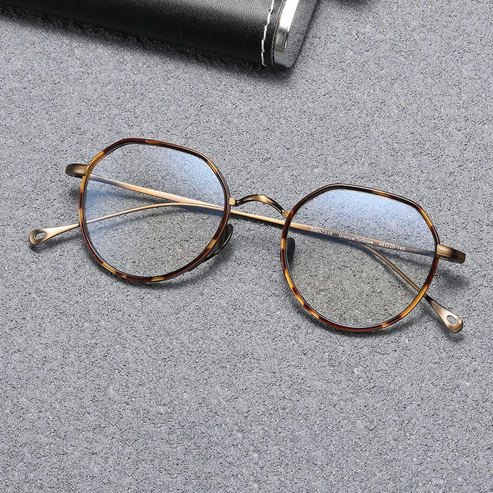 Black Mask Women's Full Rim Flat Top Oval Acetate Titanium Eyeglasses 67310