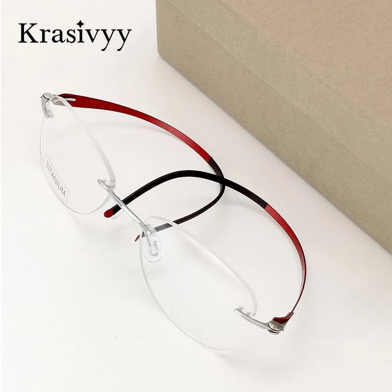 Krasivyy Unisex Rimless Oval Screwless Titanium Rimless Eyeglasses 5003 Rimless Krasivyy