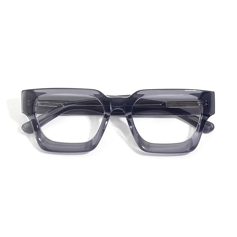 Black Mask Unisex Full Rim Square Brow Line Acetate Eyeglasses 51439
