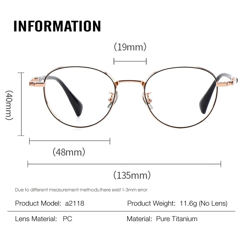 Muzz Women's Full Rim Oval Square Titanium Acetate Eyeglasses 12118
