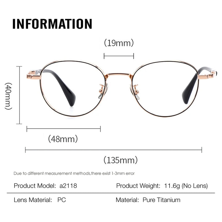 Muzz Women's Full Rim Oval Square Titanium Acetate Eyeglasses 12118