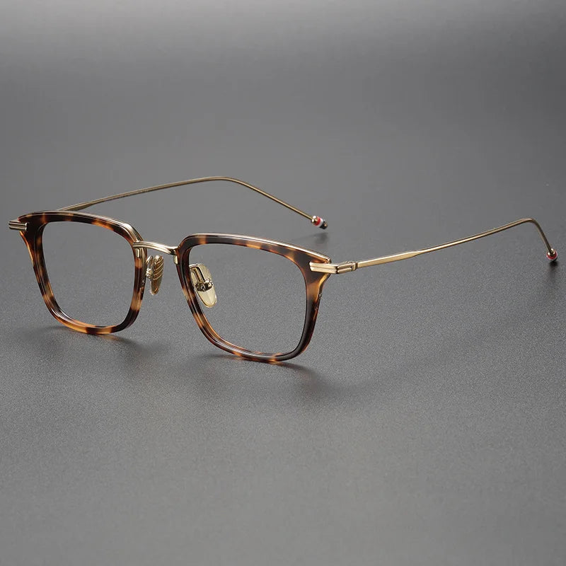 Gatenac Unisex Full Rim Square Acetate Titanium Eyeglasses 31916