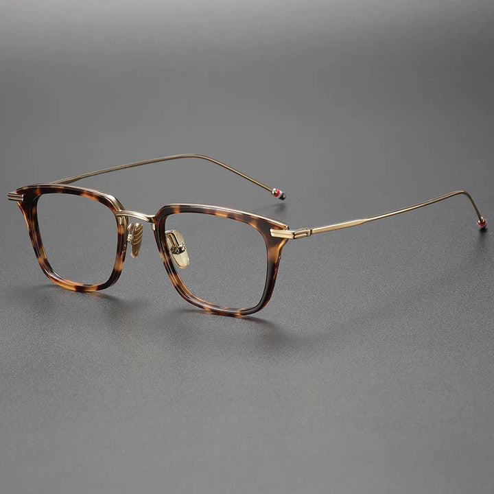 Gatenac Unisex Full Rim Square Acetate Titanium Eyeglasses 31916