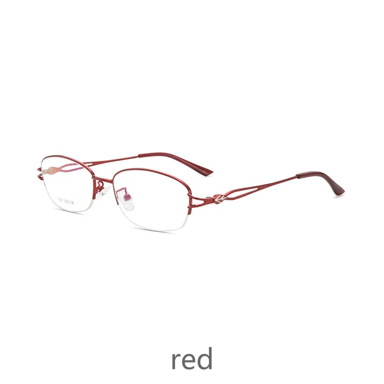 KatKani Womens Semi Rim Square Alloy Eyeglasses 1597 Semi Rim KatKani Eyeglasses red  