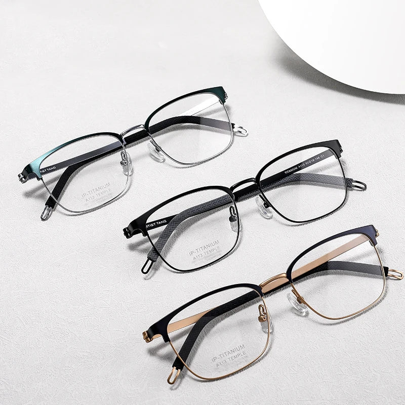 Bclear Unisex Full Rim Square Titanium Eyeglasses A113 Full Rim Bclear