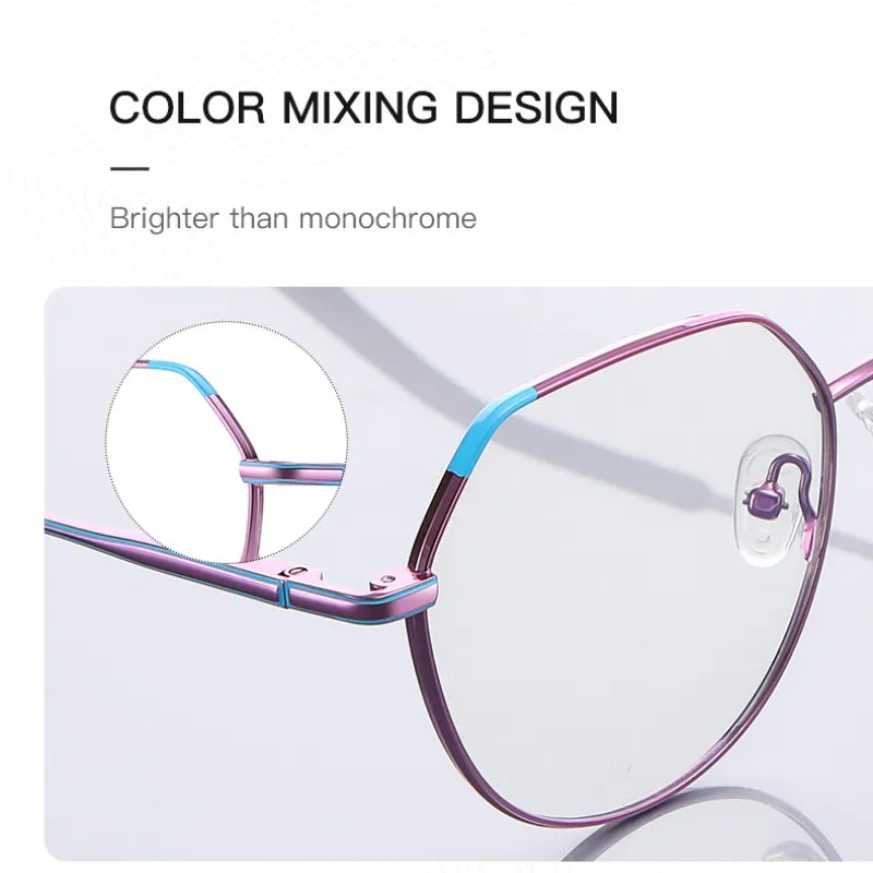 Vicky Women's Full Rim Polygon Stainless Steel Reading Glasses 3013 Reading Glasses Vicky