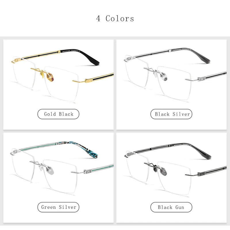 Hdcrafter Unisex Rimless Square Titanium Eyeglasses 6037 Rimless Hdcrafter Eyeglasses