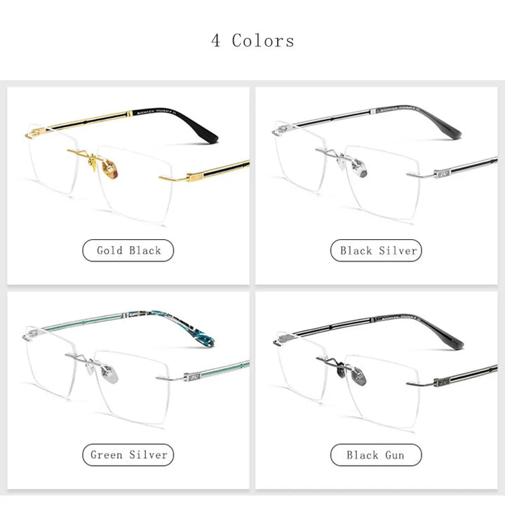 Hdcrafter Unisex Rimless Square Titanium Eyeglasses 6037 Rimless Hdcrafter Eyeglasses