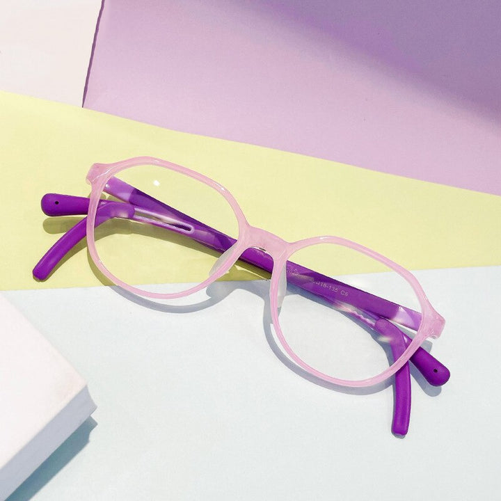 CCspace Unisex Youth Full RIm Square PC Plastic Eyeglasses 56565 Full Rim CCspace C6Pink