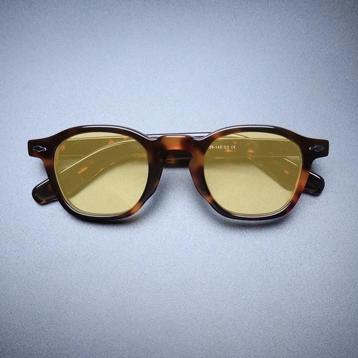 Gatenac Unisex Full Rim Square Acetate Polarized Sunglasses M001 Sunglasses Gatenac Tortoiseshell Yellow  