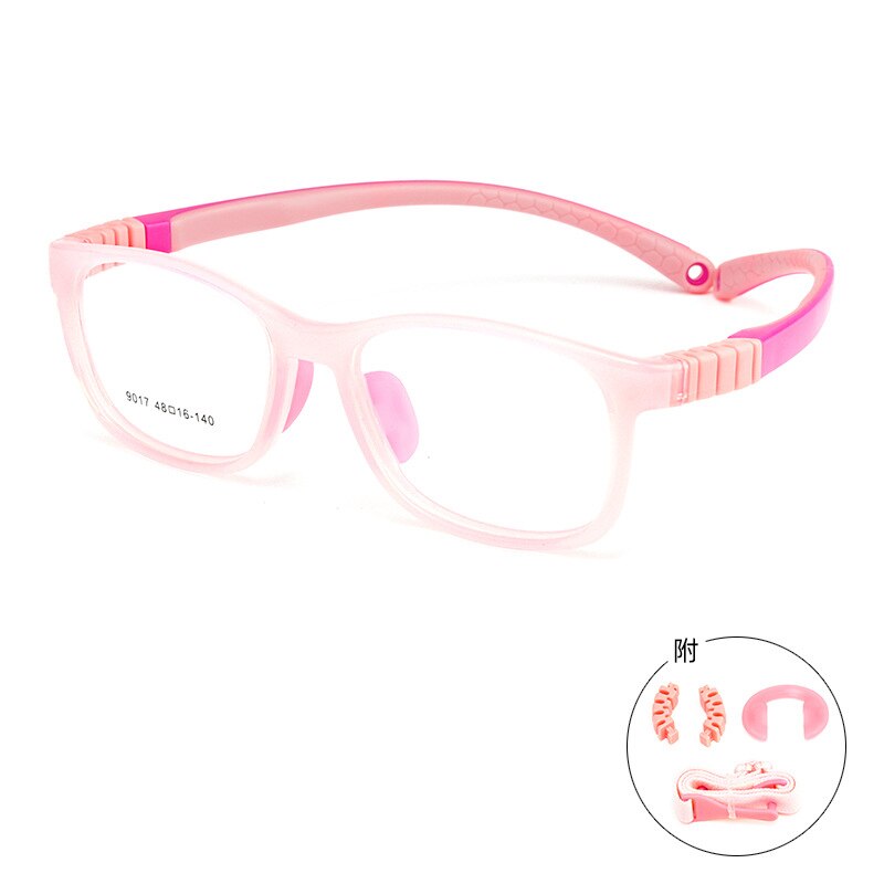 Yimaruili Unisex Children's Full Rim Square Tr 90 Silicone Screwless Eyeglasses 901et Full Rim Yimaruili Eyeglasses Light Pink
