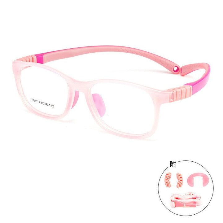 Yimaruili Unisex Children's Full Rim Square Tr 90 Silicone Screwless Eyeglasses 901et Full Rim Yimaruili Eyeglasses Light Pink