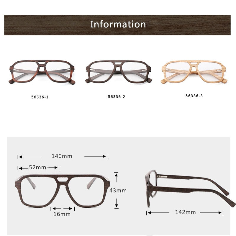 Hdcrafter Men's Full Rim Oval Double Bridge Wood Eyeglasses 5623 Full Rim Hdcrafter Eyeglasses