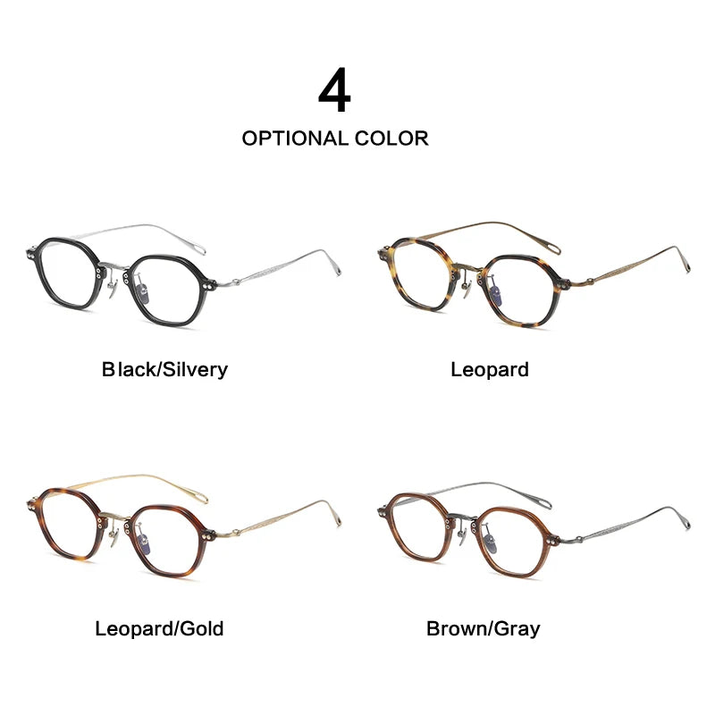 Muzz Unisex Full Rim Polygon Oval Titanium Acetate Eyeglasses 5957 Full Rim Muzz