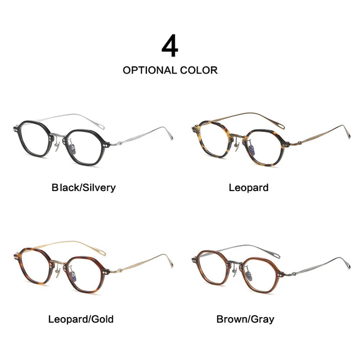 Muzz Unisex Full Rim Polygon Oval Titanium Acetate Eyeglasses 5957 Full Rim Muzz