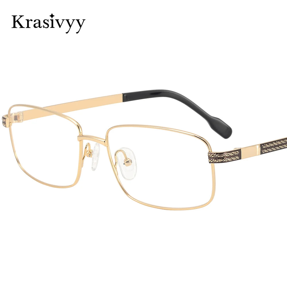 Krasivyy Men's Full Rim Polygon Square Titanium Eyeglasses 350040