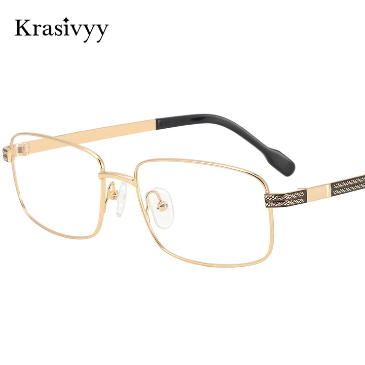 Krasivyy Men's Full Rim Polygon Square Titanium Eyeglasses 350040