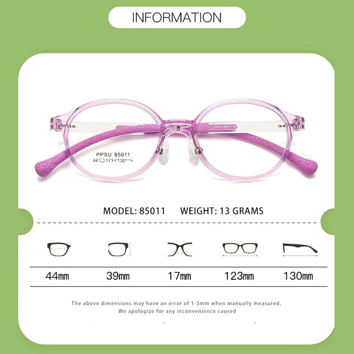 KatKani Unisex Children's Full Rim Round Silicone Eyeglasses 85011 Full Rim KatKani Eyeglasses   