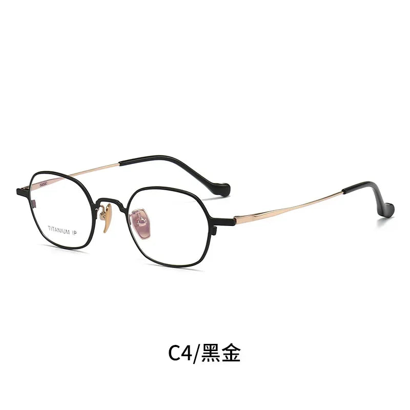 Aror Women's Full Rim Polygon Square Titanium Acetate Eyeglasses 41338 Full Rim Aror C4 black gold