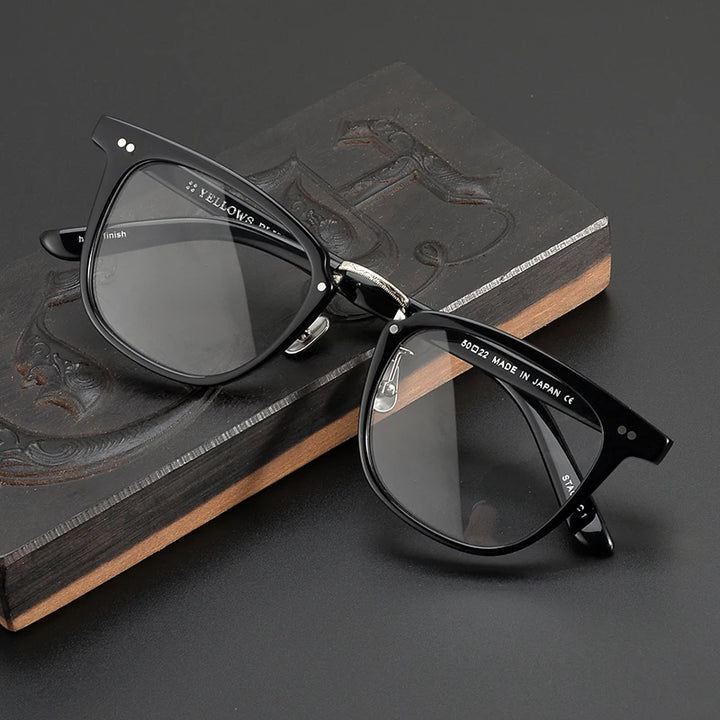 Black Mask Unisex Full Rim Square Acetate Eyeglasses C432 Full Rim Black Mask