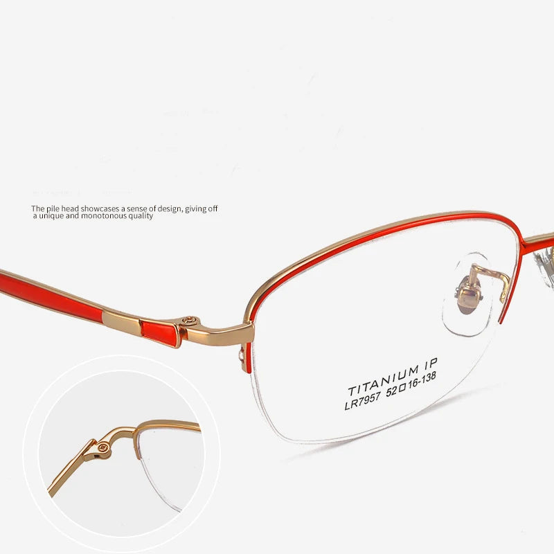 Bclear Women's Semi Rim Oval Titanium Eyeglasses 7957 Full Rim Bclear