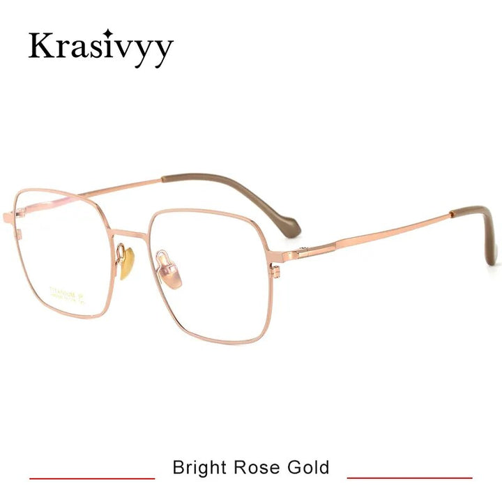Krasivyy Men's Full Rim Square Titanium Eyeglasses Hm5005 Full Rim Krasivyy Bright Rose Gold CN 