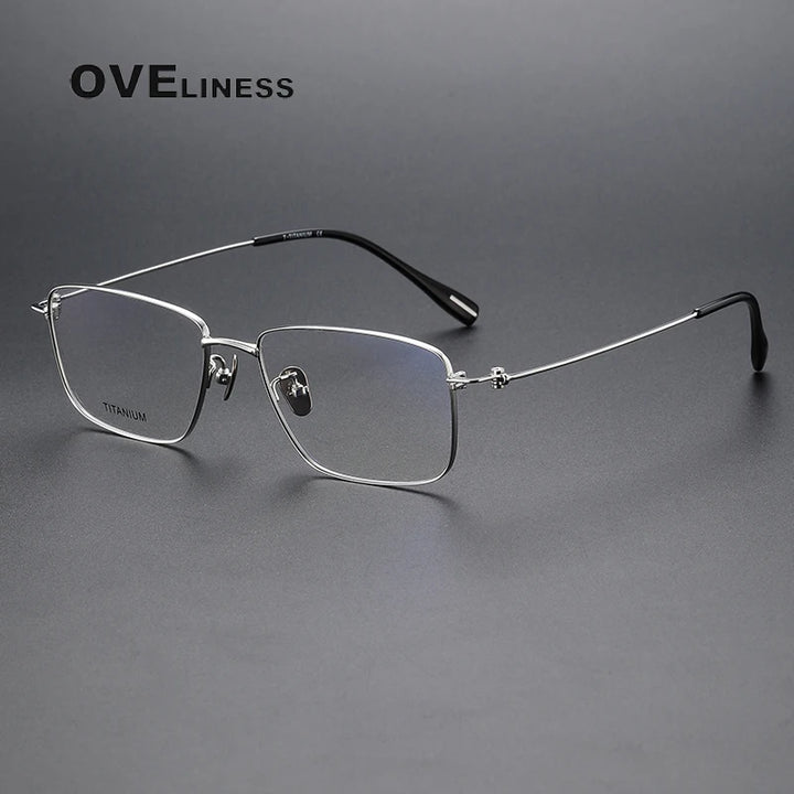 Oveliness Unisex Full Rim Square Titanium Eyeglasses 80916 Full Rim Oveliness silver  