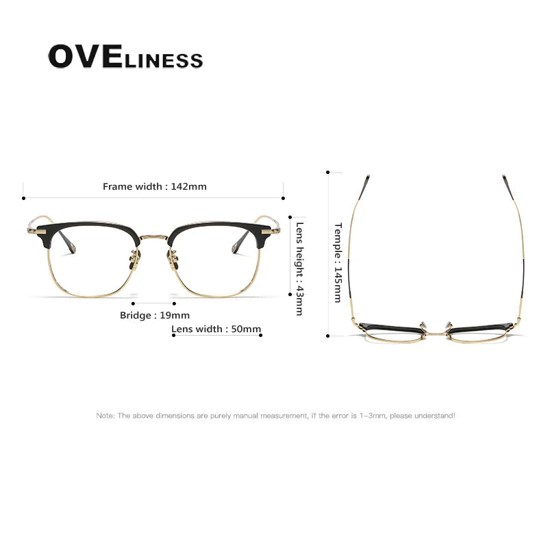 Oveliness Unisex Full Rim Square Titanium Eyeglasses 809901 Full Rim Oveliness   