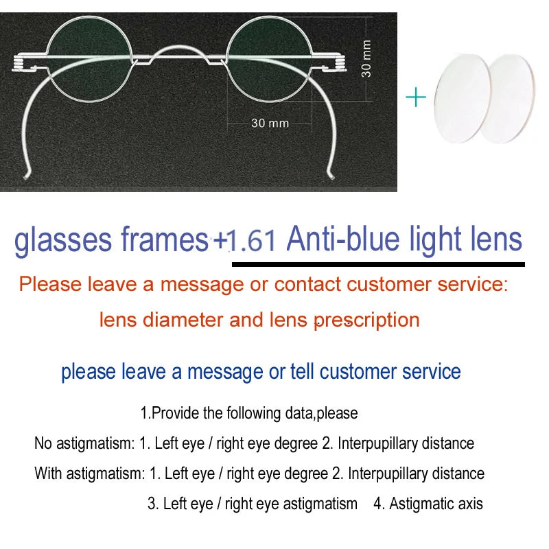 Yujo Unisex Full Rim Round Stainless Steel Custom Eyeglasses Y4042 Full Rim Yujo Blue30 CHINA