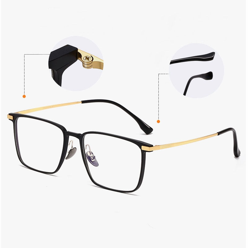 Hdcrafter Unisex Full Rim Square Titanium Eyeglasses 20247 Full Rim Hdcrafter Eyeglasses