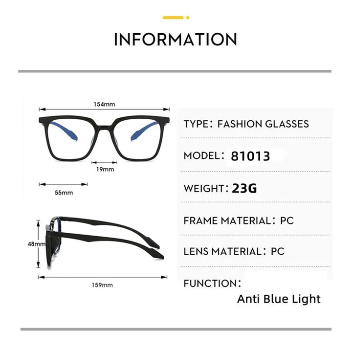Kocolior Unisex Full Rim Large Square Acetate Hyperopic Reading Glasses 81013 Reading Glasses Kocolior