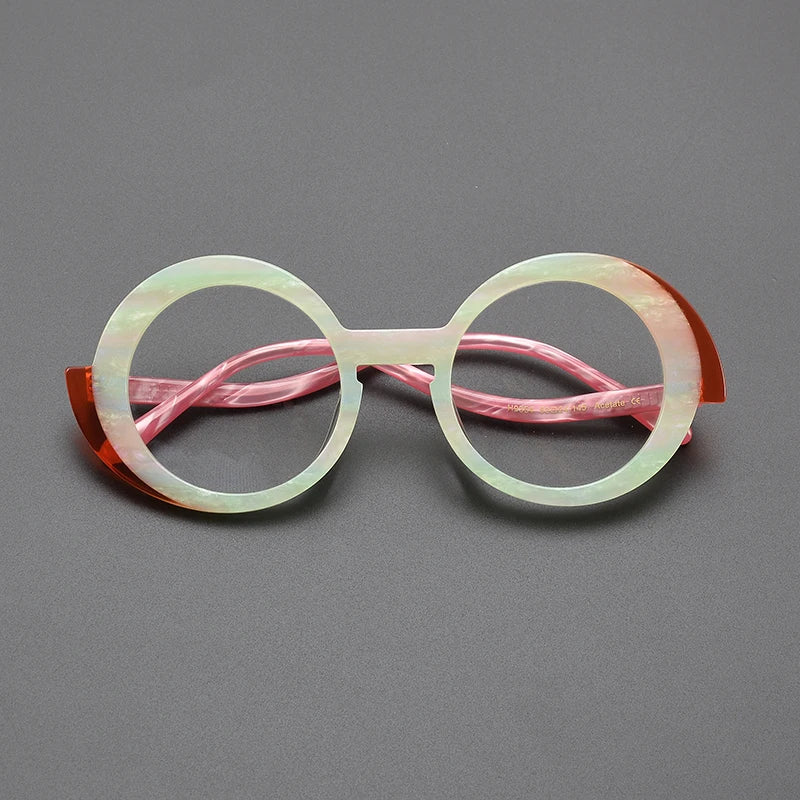 Nobler Unisex Full Rim Round Wide Edge Acetate Eyeglasses 9354 Full Rim Nobler