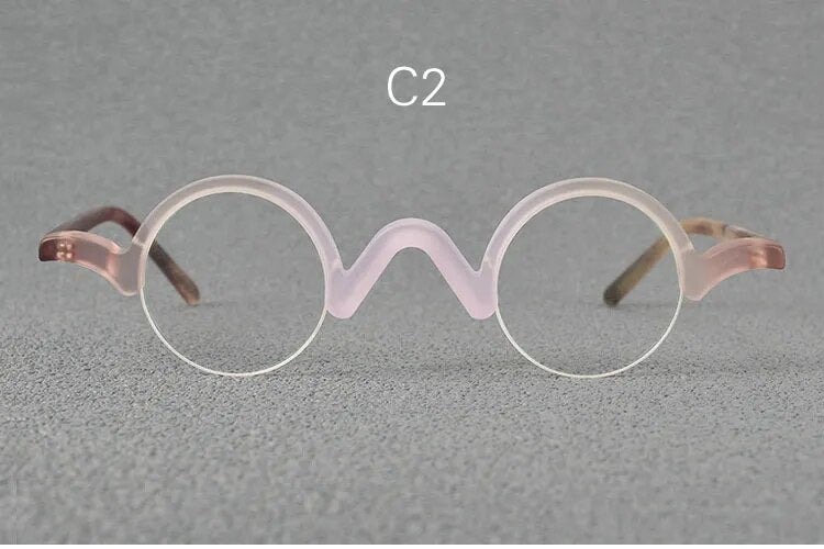 Yujo Unisex Semi Rim Small Round Acetate Eyeglasses 35mm Semi Rim Yujo C2 China