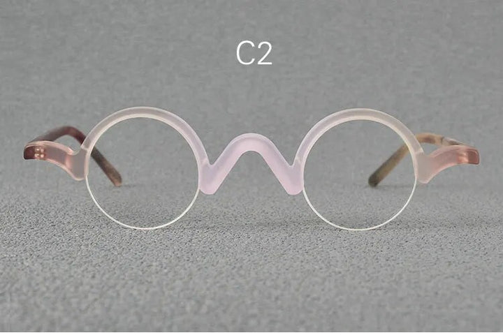 Yujo Unisex Semi Rim Small Round Acetate Eyeglasses 35mm Semi Rim Yujo C2 China