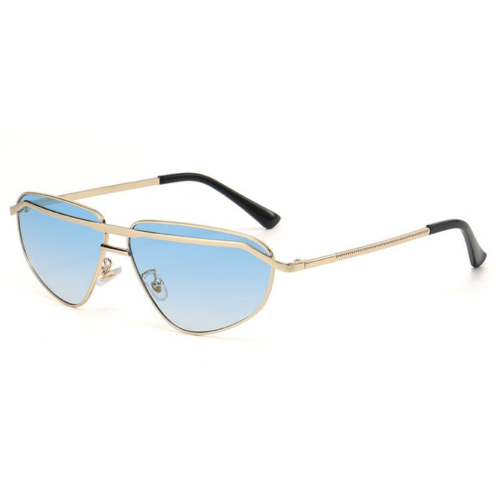 CCspace Unisex Full Rim Irregular Triangle Double Bridge Alloy UV400 Sunglasses 56348 Sunglasses CCspace Sunglasses C5Blue