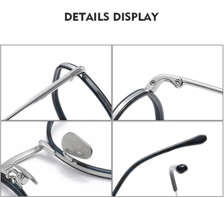 Aimee Men's Full Rim Polygon Round Titanium Acetate Eyeglasses 8502 Full Rim Aimee