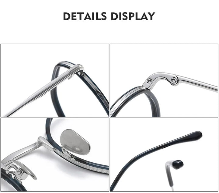 Aimee Men's Full Rim Polygon Round Titanium Acetate Eyeglasses 8502 Full Rim Aimee