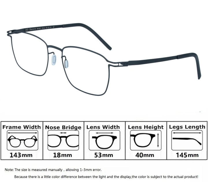 Aimee Unisex Full Rim Square Screwless Steel Eyeglasses 40143