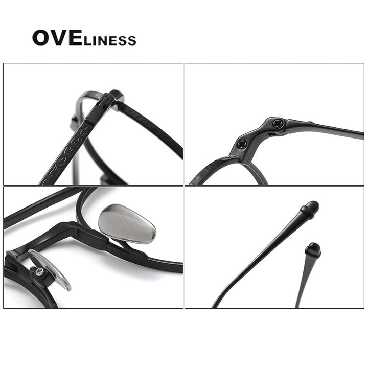 Oveliness Unisex Full RIm Round Double Bridge Titanium Eyeglasses Full Rim Oveliness