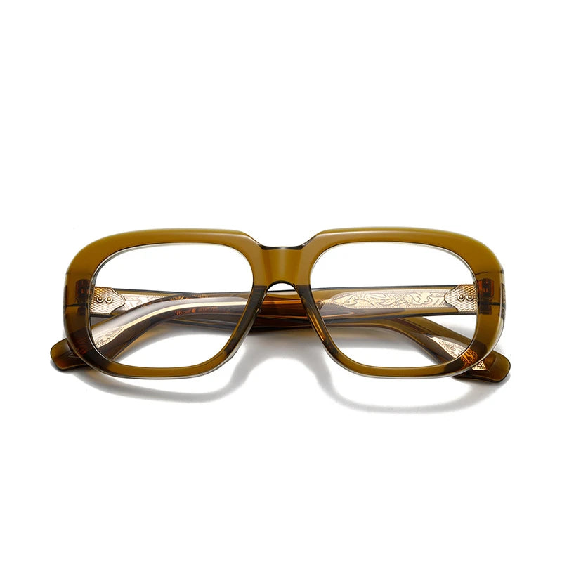 Aror Unisex Full Rim Square Thick Acetate Eyeglasses 842315 Full Rim Aror Transparent brown